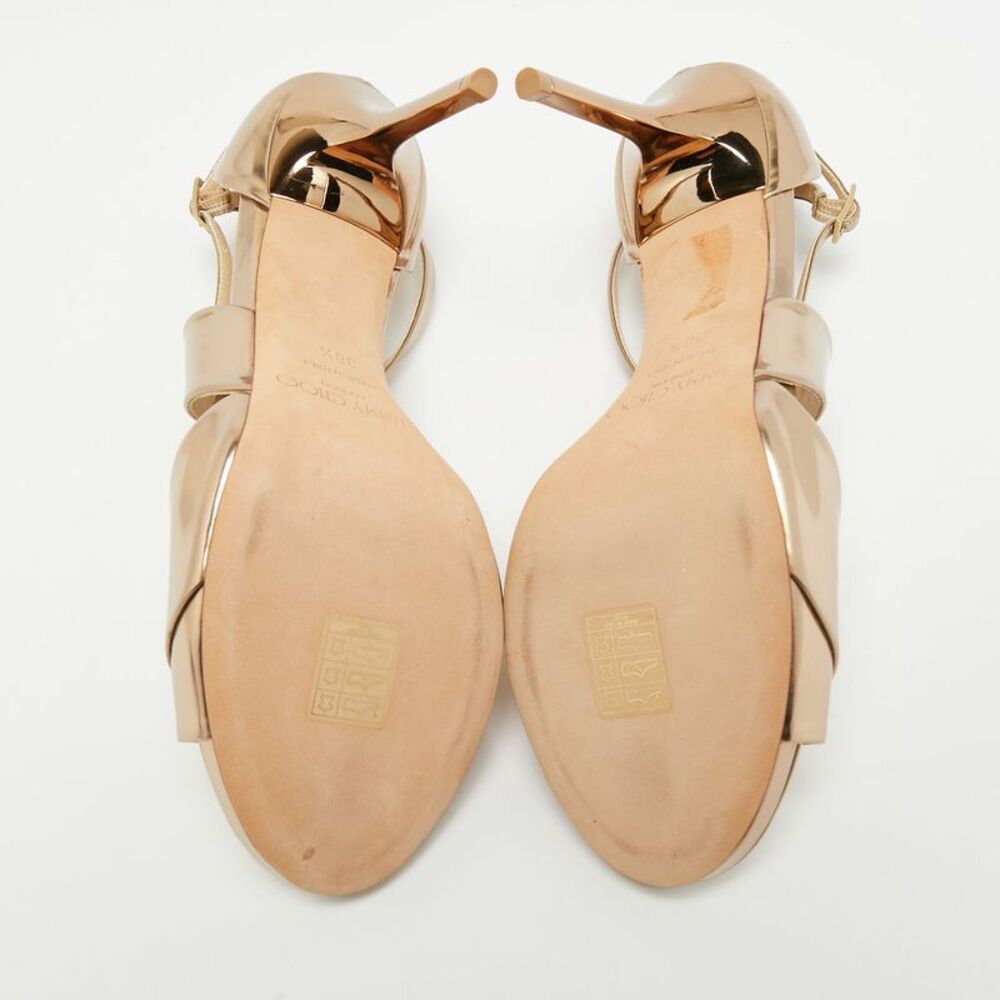 Jimmy Choo Lana Size 38.5 Gold Leather Ankle Strap Sandals - Picture 7 of 7